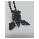 Native American Arrowhead Pendant on Braided Cord