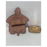 2 Vintage Boy Scouts Cub Scouts Webelos Gold Neckerchief Slide and Leather Slide