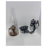 Vintage Wall Bracket Oil Lamp. Oil Lamp Measures 13"