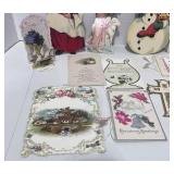 12 Antique Greeting Cards and Paper Cutouts