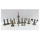 13 Miniature Brass Candlesticks 1", 2" and 3"