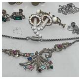 12 Vintage Pair of Clipon/Screw Back Earrings, Two Necklaces and two Brooches