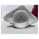 Pair of Fleur De Lys Victorian Lady Red Porcelain Vases