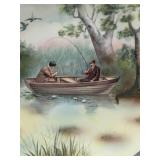 Royal Bayreuth Bavaria Germany Transferware Fly Fishermen Handled Plate