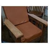 Stickley Mission Morris Oak Wood and Leather Arm Chair