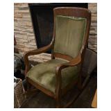 Vintage Padded Wooden Slipper Rocking Chair