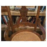Vintage Victorian Walnut Eastlake design Cane Seat Arm Chair