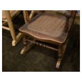 Vintage Early American Farmhouse style Wooden Rocking Chair with Cane Seat