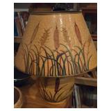 20" Curved Wheat pattern Ceramic Table Lamp with Lamp Shade