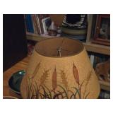 20" Curved Wheat pattern Ceramic Table Lamp with Lamp Shade
