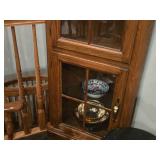 Wood / Glass Door Corner Display Cabinet 2-door/5-shelf