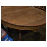 Vintage Quarter Sawn Oak Claw Foot Pedestal Dining Table