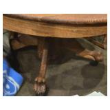 Vintage Quarter Sawn Oak Claw Foot Pedestal Dining Table