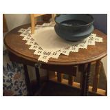 Vintage Drop Leaf Side Table w/ Barley Twist Legs 1-drawer