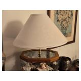Wood/Glass Table Lamp Lighted Display Case with Lamp Shade 2-shelf
