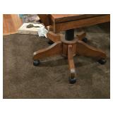 Wooden Ladder-Back Bungalow Swivel Rolling Office Arm Chair