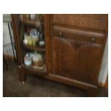 Vintage Victorian Quarter Sawn Tiger Oak Wood Side-By-Side Secretary Desk with Display Cabinet