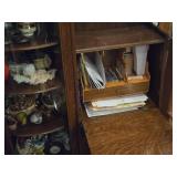 Vintage Victorian Quarter Sawn Tiger Oak Wood Side-By-Side Secretary Desk with Display Cabinet