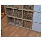 Ikea Kallax Shelving Cabinet 16-bin/2-door/4-drawer with (12) Wicker Storage Boxes