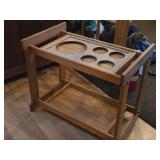Vintage Wood Rolling Bar Serving Cart with Removable Top