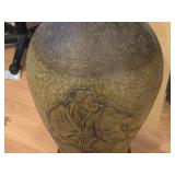 Vintage Japanese / Chinese Asian theme Brass Decorative Table Vase with Lid 27"