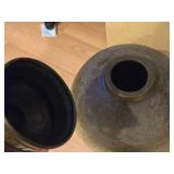 Vintage Japanese / Chinese Asian theme Brass Decorative Table Vase with Lid 27"