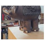 Table Statue - Elephant with Indian Rider by J.A. Hamilton Signed circa 1980