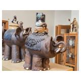 Table Statue - Elephant with Indian Rider by J.A. Hamilton Signed circa 1980