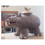 Jar with Lid - Hippo by Hamilton Signed circa 1981