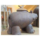 Jar with Lid - Hippo by Hamilton Signed circa 1981