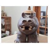Jar with Lid - Hippo by Hamilton Signed circa 1981