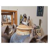 Jar with Lid - Elephant with Indian Rider by Hamilton Signed circa 1981