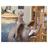 Jar with Lid - Elephant with Indian Rider by Hamilton Signed circa 1981