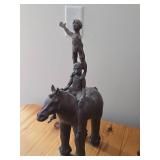 Horse and Men theme Ceramic Clay Sculpture 17"