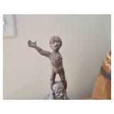 Horse and Men theme Ceramic Clay Sculpture 17"