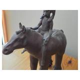 Horse and Men theme Ceramic Clay Sculpture 17"