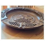 Grapes theme Hand Carved Wood Bowl / Ashtray