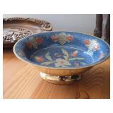 Glasshjornet Brass Enameled Pedestal Bowl