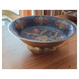 Glasshjornet Brass Enameled Pedestal Bowl