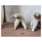 Lot of (3) Polar Bear theme Stoneware Clay Table Statues 5"