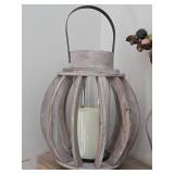 Seaside Treasure Rustic Chic Drift Wood Sphere and Glass Candle Lantern