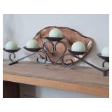 Metal Candleholder with 5 Round Candles 28" x 8"