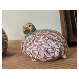 Lot of (2) Vintage Toyo Quail theme Hand-Painted Ceramic Figurines