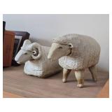Lot of (2) Ceramic Table Figurines - Ram and Armadillo