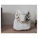 Lot of (2) Ceramic Table Figurines - Ram and Armadillo