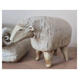 Lot of (2) Ceramic Table Figurines - Ram and Armadillo