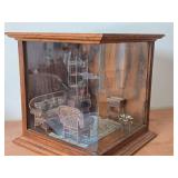 Doll House Vintage style 1:12 Scale Living Room with Furniture in a Wood/Glass or Plexiglas Display