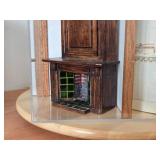 Doll House Display with Wood Turntable - 1:12 Scale Victorian Fireplaces and Bench.