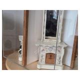 Doll House Display with Wood Turntable - 1:12 Scale Victorian Fireplaces and Bench.