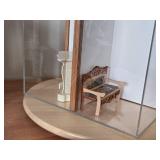 Doll House Display with Wood Turntable - 1:12 Scale Victorian Fireplaces and Bench.